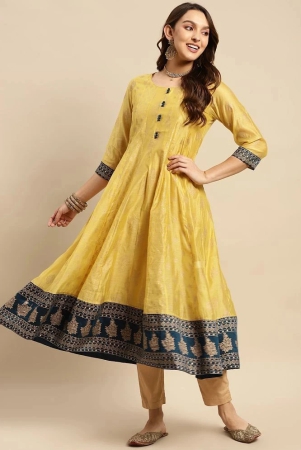 rangita-women-chanderi-yellow-gold-printed-calf-length-kalidar-kurti-with-contrast-border-at-bottom-hem-none