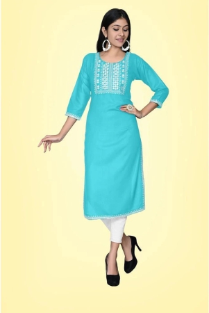 kapadia-light-blue-rayon-womens-straight-kurti-pack-of-1-none