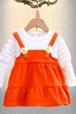 flower-applique-full-sleeves-dress-orange-4-5-years