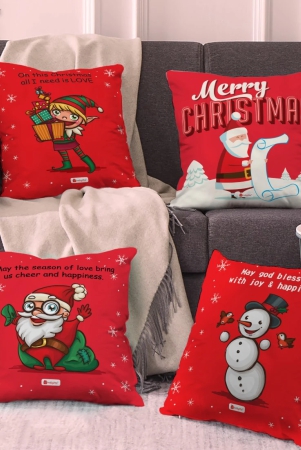 indigifts-holiday-fun-with-cute-christmas-characters-cushion-cover-16x16-inches-red-set-of-4-christmas-cushion-xmas-decorations-christmas-pillow-christmas-decorations-for-house