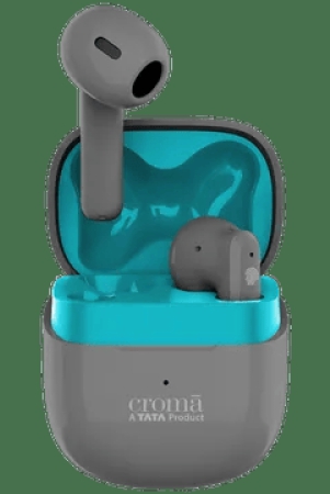 Croma TWS Earbuds with Environmental Noise Cancellation (IPX4 Water Resistant, Fast Charging, Grey Blue)