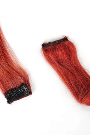 RefynHair - 100% Natural Human Hair Extensions Wigs | Burgundy Red Color Streax | 16 Inches | Pack of 1 | Streaks Highlighter For Women And Girls | Rainbow Color Hair Extensions for Festival Party