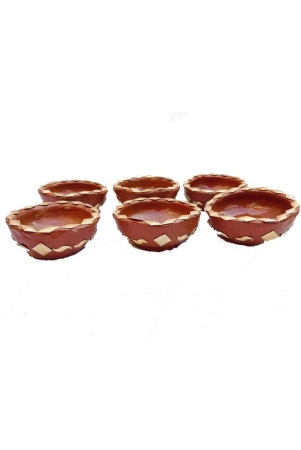 mii-art-mitti-ke-handmade-designer-diye-for-pooja-ghar-and-diwalicolor-brownmaterial-soilsize-1-medium-pack-of-6-pcs