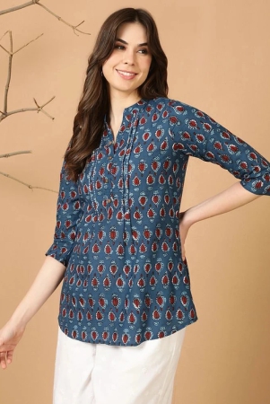 antaran-cotton-printed-straight-womens-kurti-blue-pack-of-1-none