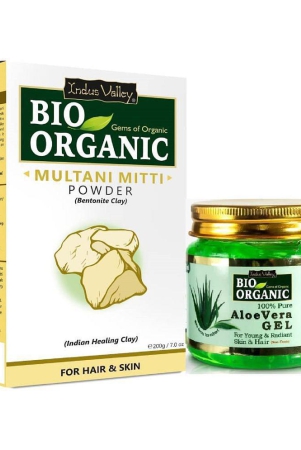 Indus Valley Non-toxic Aloe vera Gel and Pure Multani Mitti Combo Pack (2 Items in the set)