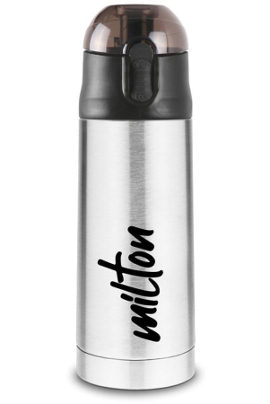 Milton New Crown 400 Thermosteel Hot or Cold Water Bottle, 350 ml, Silver - Silver