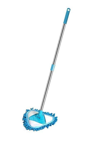 GOGA FASHION Rotatable Triangle Mop with Long Handle || Rotatable Cleaning Brush Glass Wiper || Window Cleaner Floor Cleaning Car Glass Cleaning Scraper Dust Mop (Blue 53 x 15.5 x 5 cm)