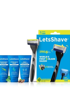 letsshave-pro-6-executive-set-for-men-pro-6-mens-razor-face-wash-30ml-face-scrub-30ml-shave-gel-30ml-after-shave-30ml-razor-cap-world-first-6-blade-razor-made-in-south-korea