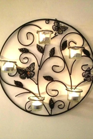 Round Wall Tealight Holder with butterfly Touch, Wall Decor Candle Stand