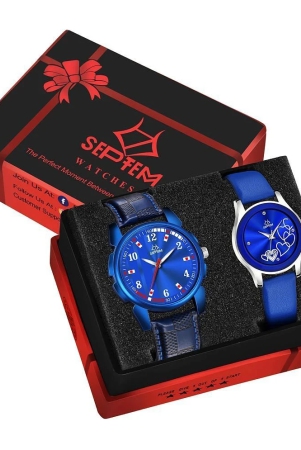 septem-blue-leather-analog-couples-watch