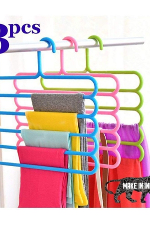 5 Layer hangers for Pants, Clothes & Wardrobe Storage Organizer Rack (Pack of 3)
