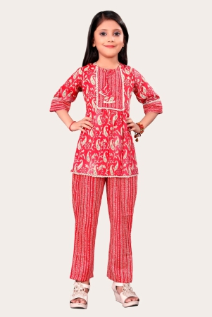 girls-casual-kurta-and-trouser-set-red-10-11-years