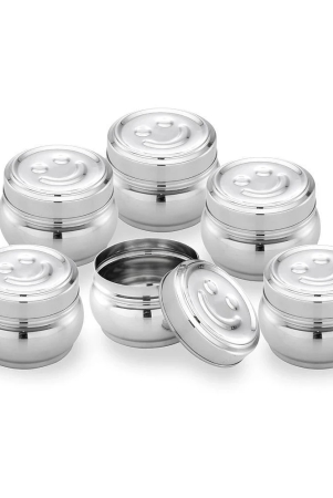 dynore-6-smiley-dabba-steel-silver-spice-container-set-of-6-silver