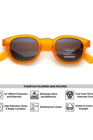 Flikertag Polarized Sunglasses With UV Protection For Men & Women | HD vision with Grey Gradient Lens [FTS 551 F4 Round Matte Orange Frame with Smoke lens, 49mm]