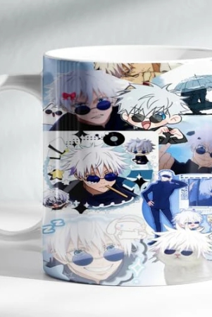 ForVano Anime Printed Mug for Gifting Jujutsu Kaisen Gojo Ceramic Cup with Keychain Combo S4