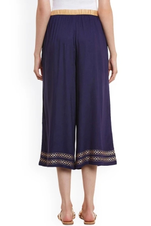 Women Navy Blue Solid Culottes