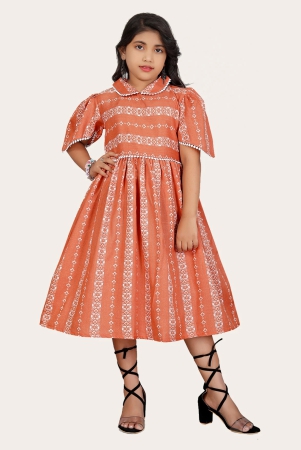 girls-cotton-unique-design-printed-knee-length-a-line-dress-orange-10-11-years