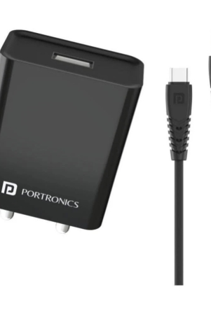 Portronics - Type C 2.4A Wall Charger - Black