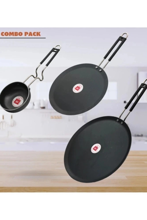 lazywindow-tawa-tadka-pan-black-iron-no-coating-cookware-sets-set-of-3-