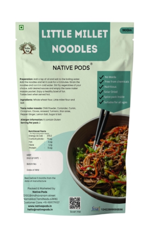 Native Pods Little Millet Noodles | Not Fried, No MSG |No Maida | Pack of 1- 180g