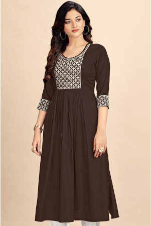 glomee-rayon-embroidered-nayra-womens-kurti-brown-pack-of-1-none