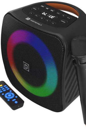 Portronics Dash Speaker:TWS Portable Speaker with Wireless Karaoke Mic. ,Black (POR 1339) - Black