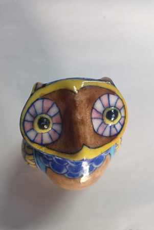 Blue Pottery Owl