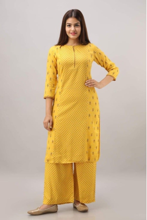 jaipurethnicweaves-womens-rayon-geometric-printed-straight-kurta-yellow