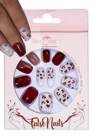 printed-short-square-nails-nail-kit-included-shiny-maroon