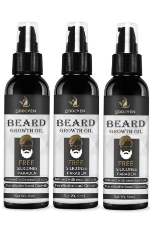 ODDEVEN Beard Growth Oil - 50ml - More Beard Growth, With Redensyl, Vitamin E, Nourishment & Strengthening, No Harmful Chemicals(PACK OF 3)