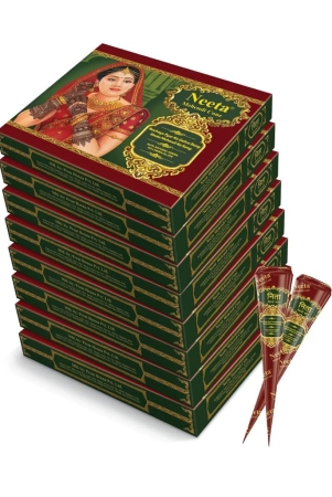 Neeta Mehendi Cones for Hand Desgning & Wedding, Bridal Mehandi Cone Reddish Brown Color 12 Pcs in 1 Box (Pack of 8)