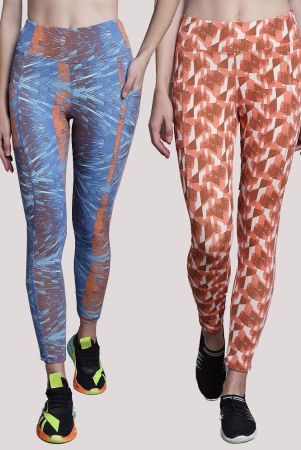 9ty3ree-orange-polyester-graphic-tights-pack-of-2-none