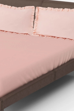 Solid Colour 100% Cotton, 270 TC Queen Bedsheet with 2 Frill Pillow Covers Peach