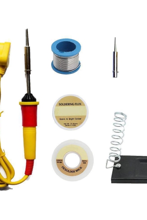 aldeco-7-in-1-soldering-iron-25-watt-professional-kit-yellow-iron-wire-flux-wick-stand-bit-tweezer