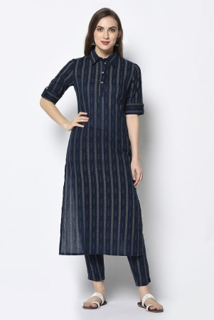 antaran-cotton-striped-kurti-with-pants-womens-stitched-salwar-suit-blue-pack-of-1-none