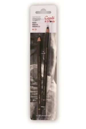 Conte a'' Paris Sketching Pencils - Charcoal / Fusain - HB & 2B Blister Pack of 2 (50111)