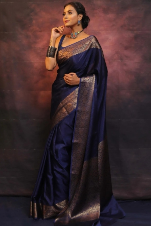 blue-pure-banarasi-silk-weaved-with-copper-zari-comes-with-heavy-banarasi-brocade-blouse