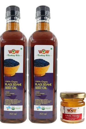 wow-cooking-oils-certified-organic-virgin-cold-pressed-black-sesame-seed-cooking-oil-925-ml-x-2-combo-1850-ml-with-free-raw-forest-honey