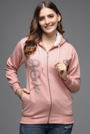 eWools.in Cotton Blend Women''s Hooded Sweatshirt ( Pink ) - None