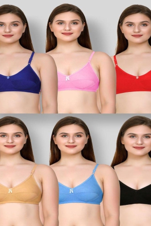 kiran-enterprises-multicolor-cotton-blend-non-padded-womens-everyday-bra-pack-of-6-none