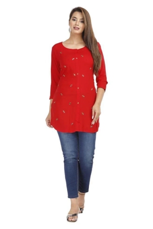 highlight-fashion-export-red-rayon-womens-straight-kurti-pack-of-1-m