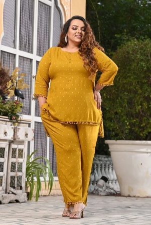 prettyplus-by-desinoorcom-mustard-self-design-pant-top-set-none