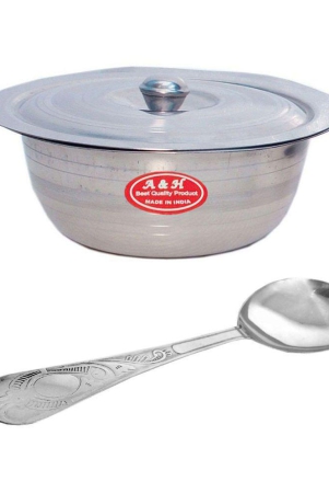 a-h-enterprises-set-of-1-pc-serving-bowls-with-lid-dongas-1-serving-spoon-stainless-steel