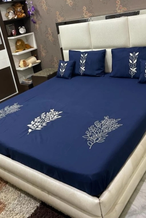 embroidered-glace-cotton-bedsheet-set-of-5-blue