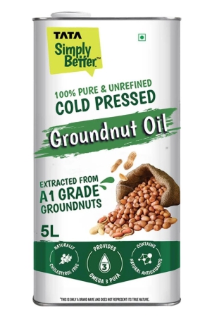 tata-simply-better-pure-and-unrefined-cold-pressed-groundnut-peanut-oil-kolhukacchi-ghanimara-chekkuganuga-naturally-cholesterol-free-5l-with-rich-aroma-flavour-of-real-a1-grade-groundnuts