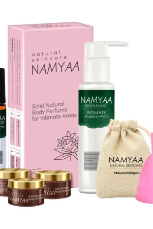 namyaa-period-care-kit-feminine-cramp-roll-on-intimate-wash-solid-body-perfumes-menstrual-medium-cup