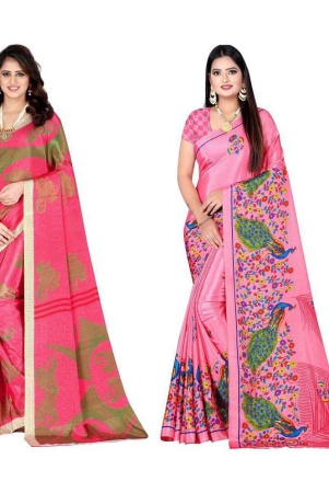 leelavati-pink-crepe-saree-with-blouse-piece-pack-of-2-pink