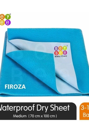 bey-bee-quick-dry-baby-bed-protector-waterproof-sheet-medium-100cm-x-70cm-firoza-medium-upto-120-cm-length