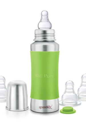 speedex-stainless-steel-baby-feeding-bottle-with-internal-ml-marking-silicon-stopper-silicon-grip-240-ml-3-extra-nipple-free