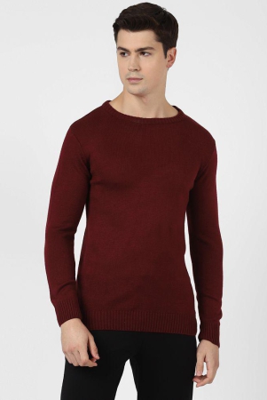 UrbanMark Men Regular Fit Round Neck Full Sleeves Solid Pullover Sweater-Navy - None